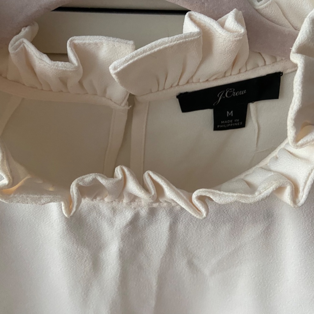 J. Crew Ruffle Neck Ivory Blouse - Picture 2 of 3